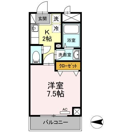 リブイル(1K/4階)の間取り写真