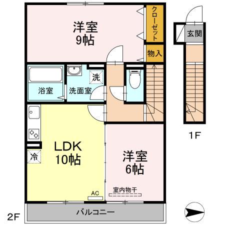 フローラ(2LDK/2階)の間取り写真