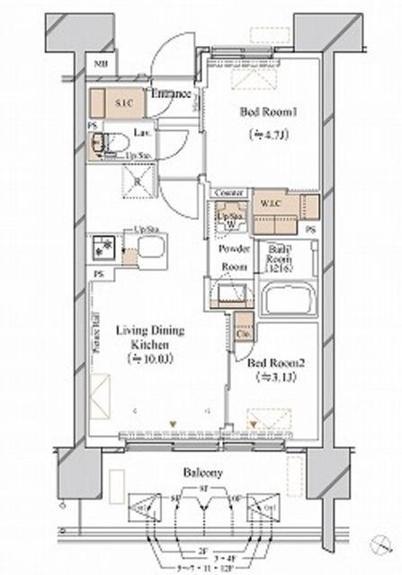 ブランシエスタ新丸子リバーフロント(2LDK/3階)の間取り写真