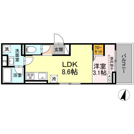 D PAINA 登戸新町(1LDK/3階)の間取り写真