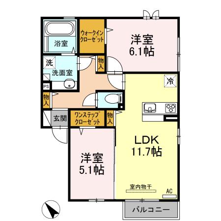 アルシオーネ(2LDK/2階)の間取り写真