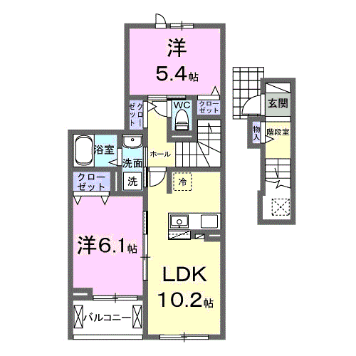 ヴィラ デ オーブⅥ(2LDK/2階)の間取り写真