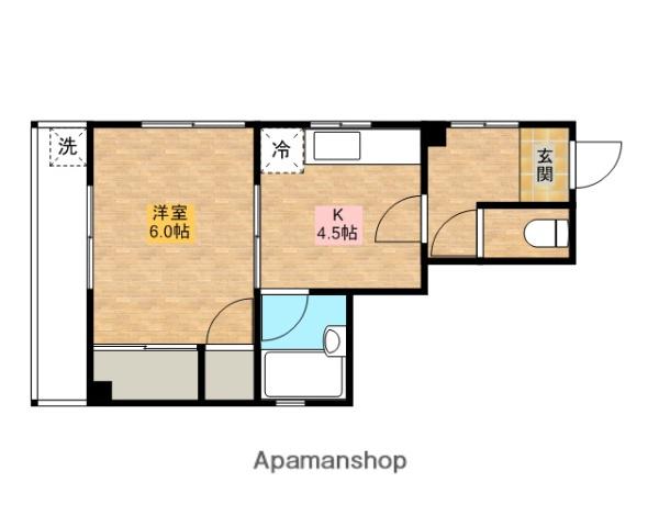 パークハイツ中島(1K/4階)の間取り写真