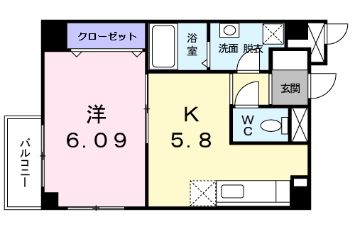 パルテノン(1DK/2階)の間取り写真