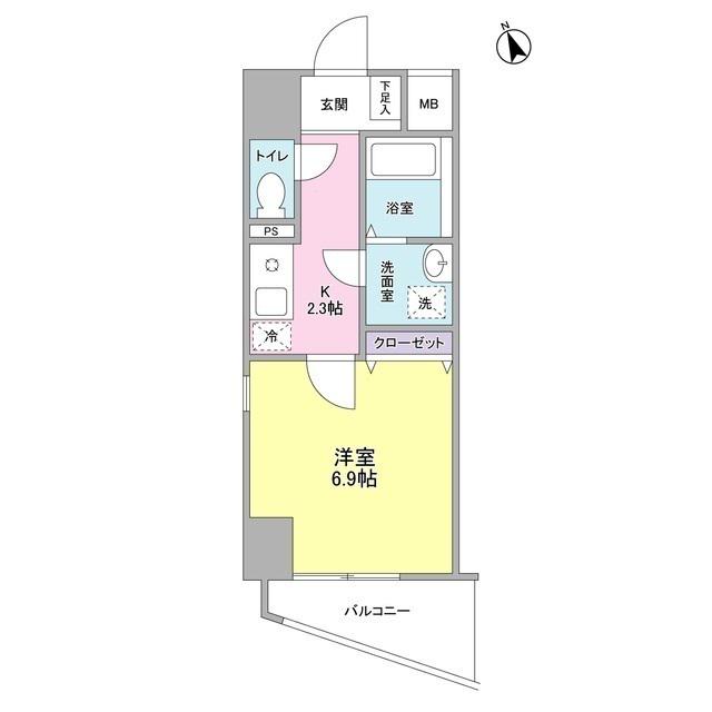 エクロール蒲田(1K/3階)の間取り写真