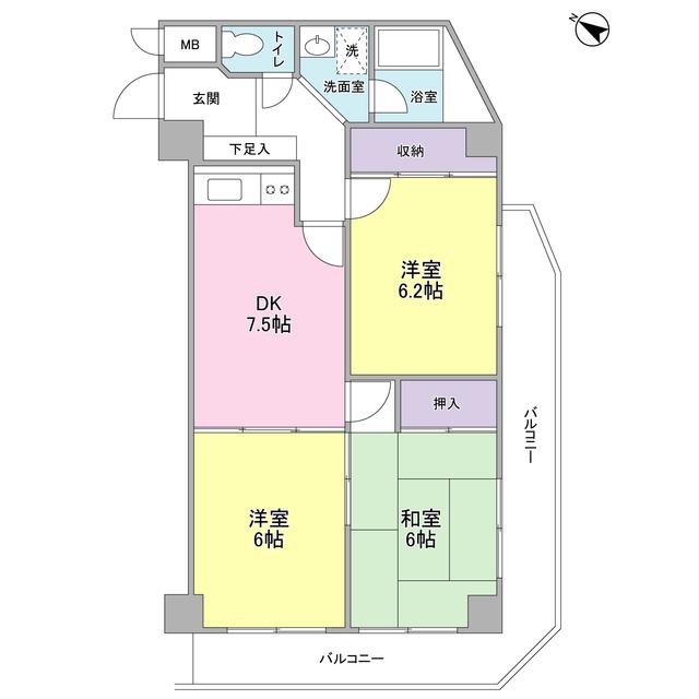 メゾンムラセ(3DK/7階)の間取り写真