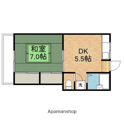 宮川ハイツ(1DK/2階)の間取り写真