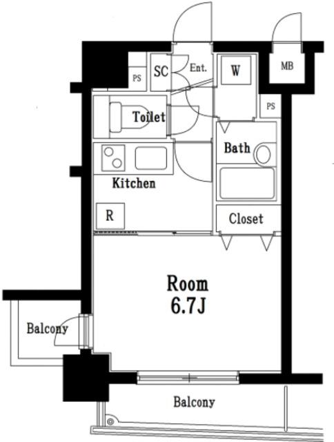 ベスト伊勢佐木町(1K/8階)の間取り写真