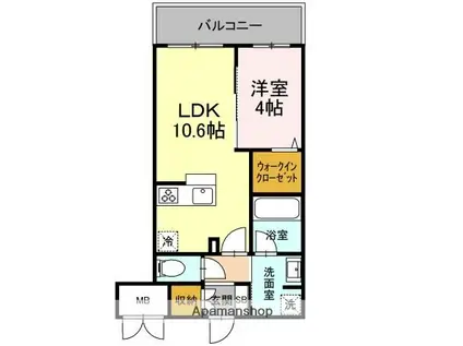 D-ROOM生麦5丁目PJ(1LDK/9階)の間取り写真