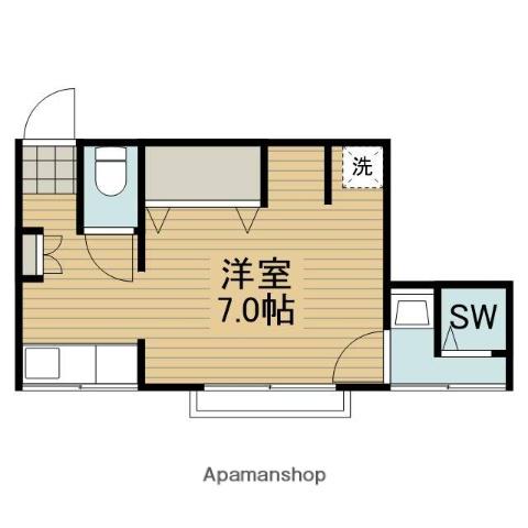 竹山荘(ワンルーム/2階)の間取り写真