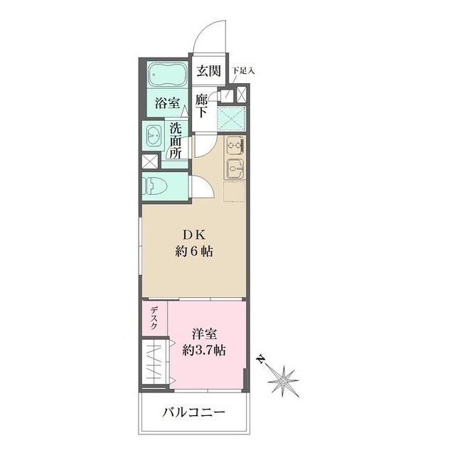 WHARF西馬込(1DK/4階)の間取り写真