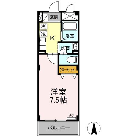 コム・シェ・ソワⅡ(1K/3階)の間取り写真