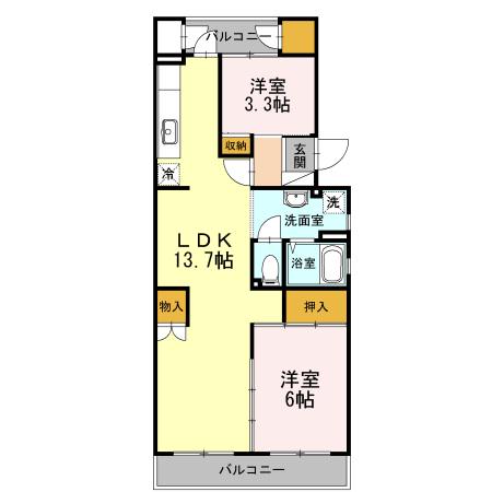 有馬持田マンション(2LDK/1階)の間取り写真