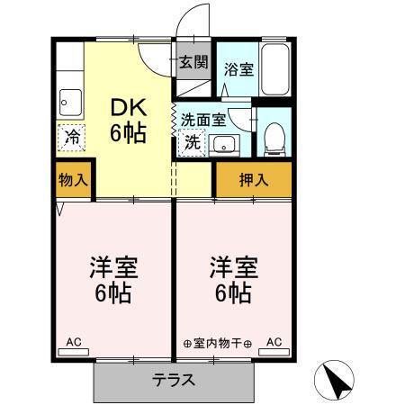 クレスト日吉(2DK/1階)の間取り写真