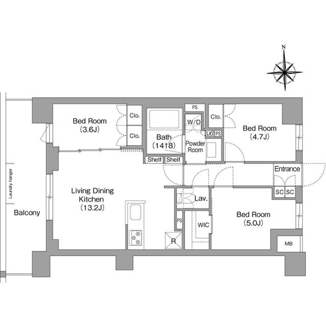 コンフォリア・リヴ大森西(3LDK/1階)の間取り写真