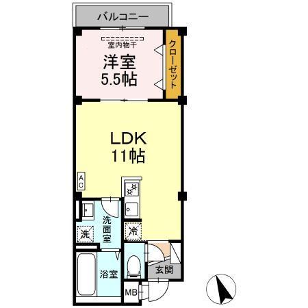 SKEY RESIDENCE塚越(1LDK/1階)の間取り写真
