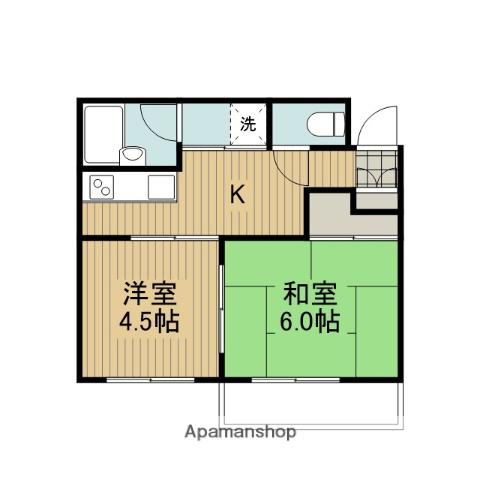 サンクレージュ横浜(2K/2階)の間取り写真