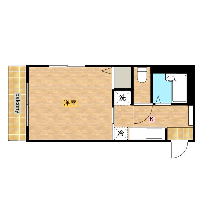 マロンカーサ(1K/1階)の間取り写真