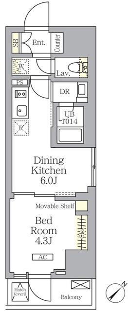 プライムガーデン大森(1DK/10階)の間取り写真
