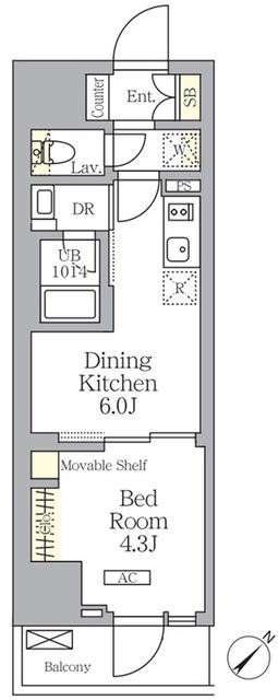 プライムガーデン大森(1DK/10階)の間取り写真