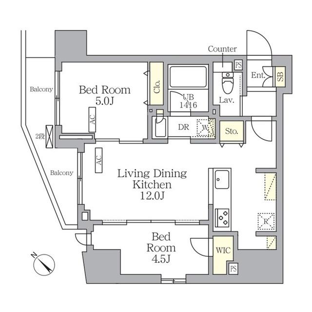 プライムガーデン大森(2LDK/6階)の間取り写真