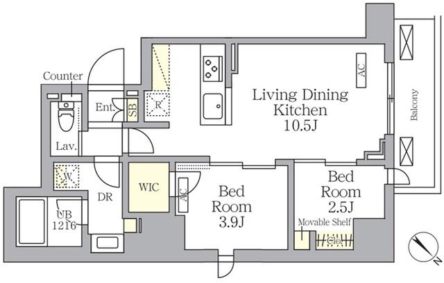 プライムガーデン大森(2LDK/8階)の間取り写真