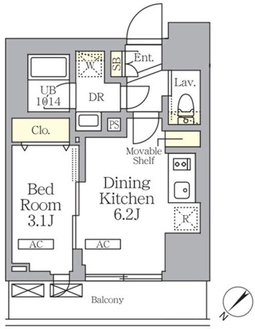 プライムガーデン大森(1DK/8階)の間取り写真