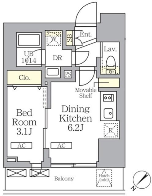 プライムガーデン大森(1DK/9階)の間取り写真