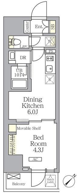プライムガーデン大森(1DK/11階)の間取り写真