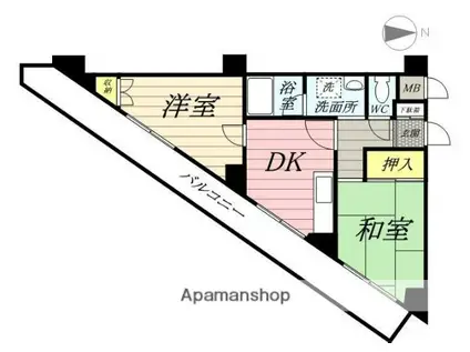 レーベンハイム・ヤマダ(2DK/3階)の間取り写真