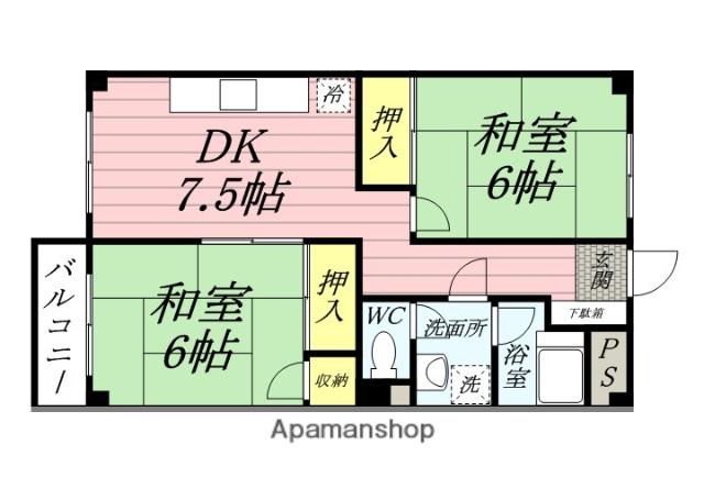 正木屋マンション(2DK/10階)の間取り写真