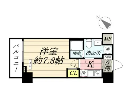 スパシエ ソリデ 横浜鶴見(1K/7階)の間取り写真
