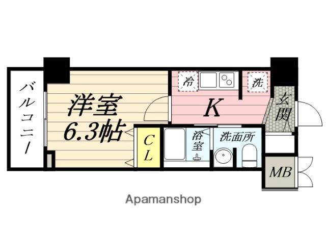エルプレイス新子安2(1K/4階)の間取り写真