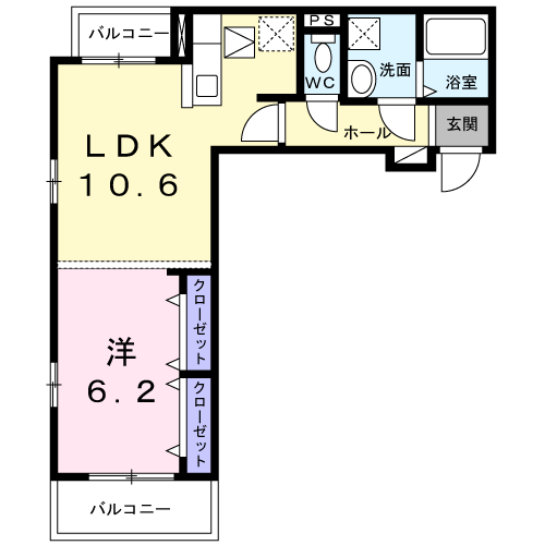 アンサンブル菅沢(1LDK/1階)の間取り写真