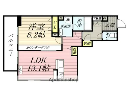 プレミアヒルズ(1LDK/2階)の間取り写真