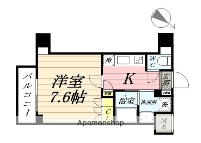 ラグゼナ横浜鶴見2(1K/9階)の間取り写真