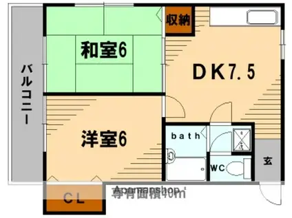 濱ビル 13(2DK/3階)の間取り写真