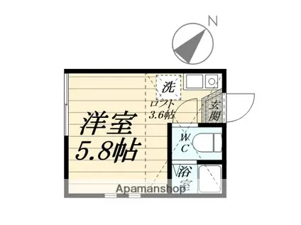 ユナイト鶴見アルカサル(ワンルーム/2階)の間取り写真