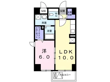 エタニティヨコハマ(1LDK/4階)の間取り写真