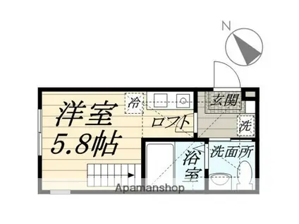 ハーミットクラブハウス鶴見生麦A棟(ワンルーム/2階)の間取り写真