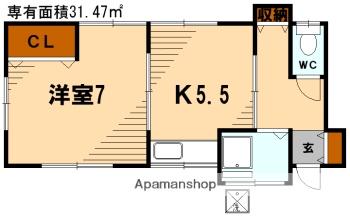 岡村荘(1K/1階)の間取り写真