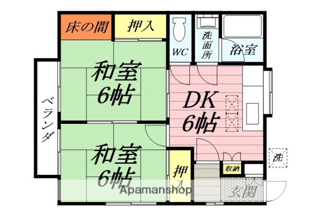 メゾン田中(2DK/1階)の間取り写真
