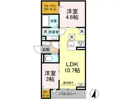 ルリアン西寺尾Ⅰ(2LDK/1階)の間取り写真