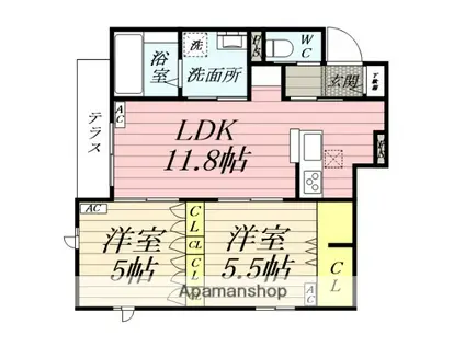 ADONIS K(2LDK/1階)の間取り写真