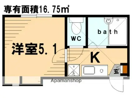 クラシェア鶴見(1K/2階)の間取り写真