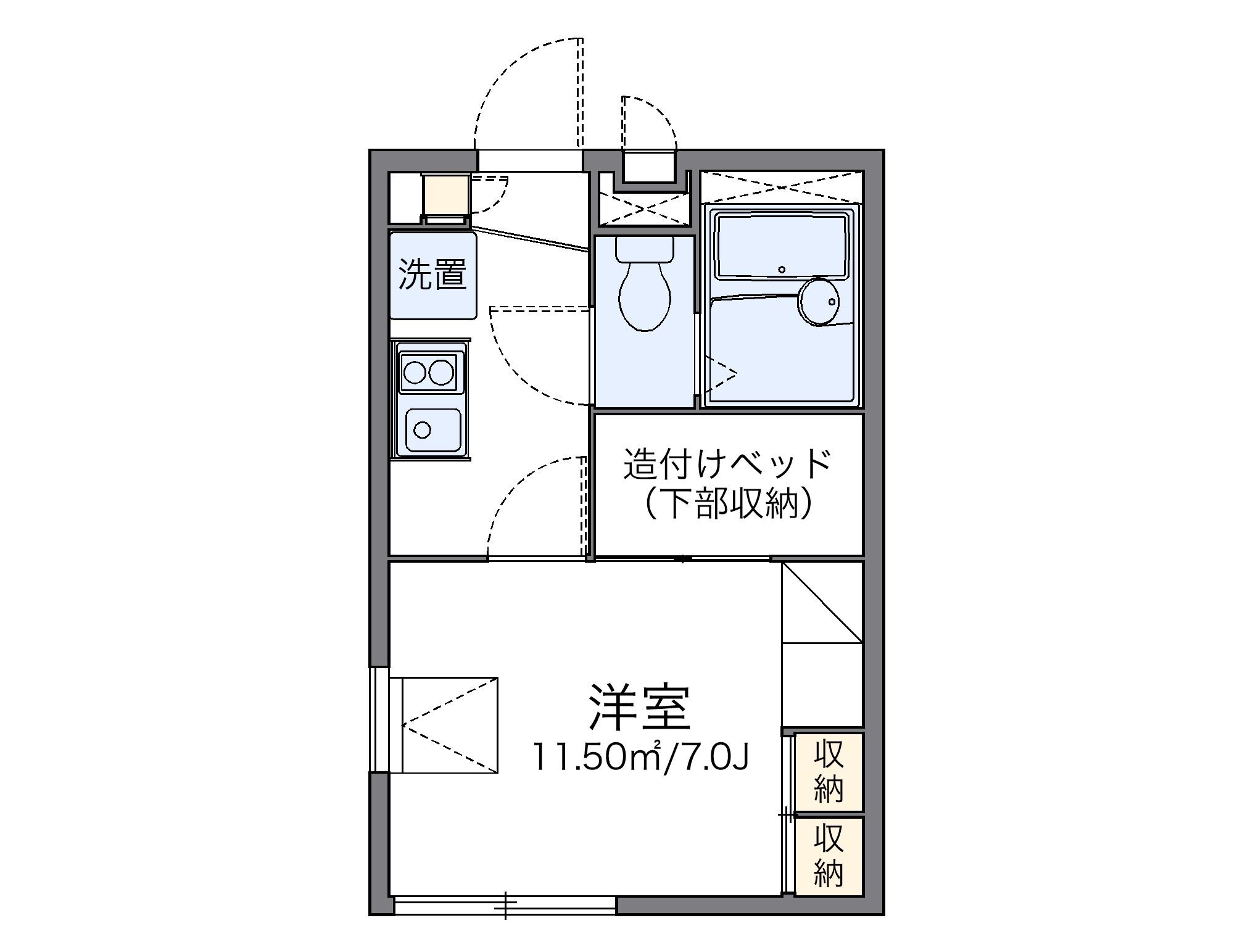 レオパレスDREAM SAIL(1K/1階)の間取り写真