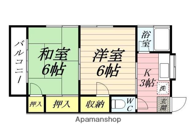 大川荘(2K/2階)の間取り写真