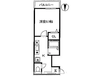 フォル トゥーナ(1K/2階)の間取り写真