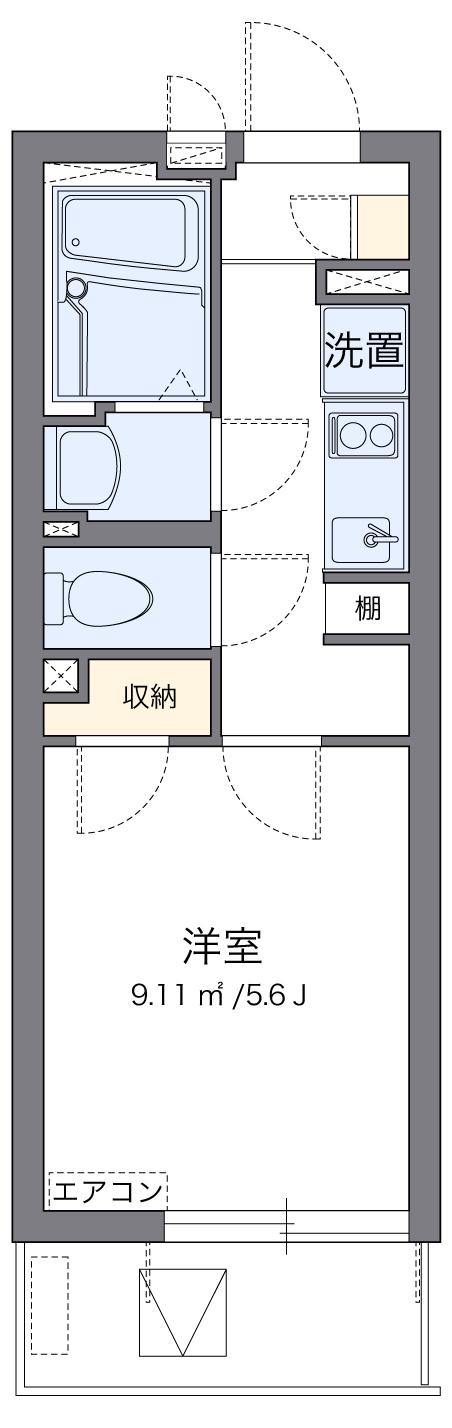 クレイノラーリノ U京町(1K/4階)の間取り写真