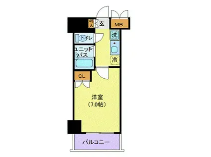 グランシャルム川崎(1K/13階)の間取り写真